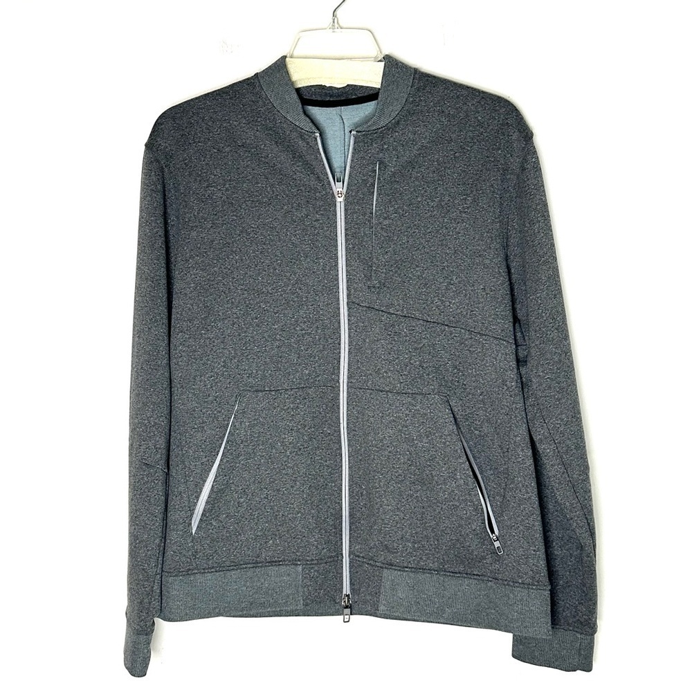 Lululemon Men’s City Sweat Bomber Thermo Heathered Light Cast Grey Jacket XL - Picture 3 of 6